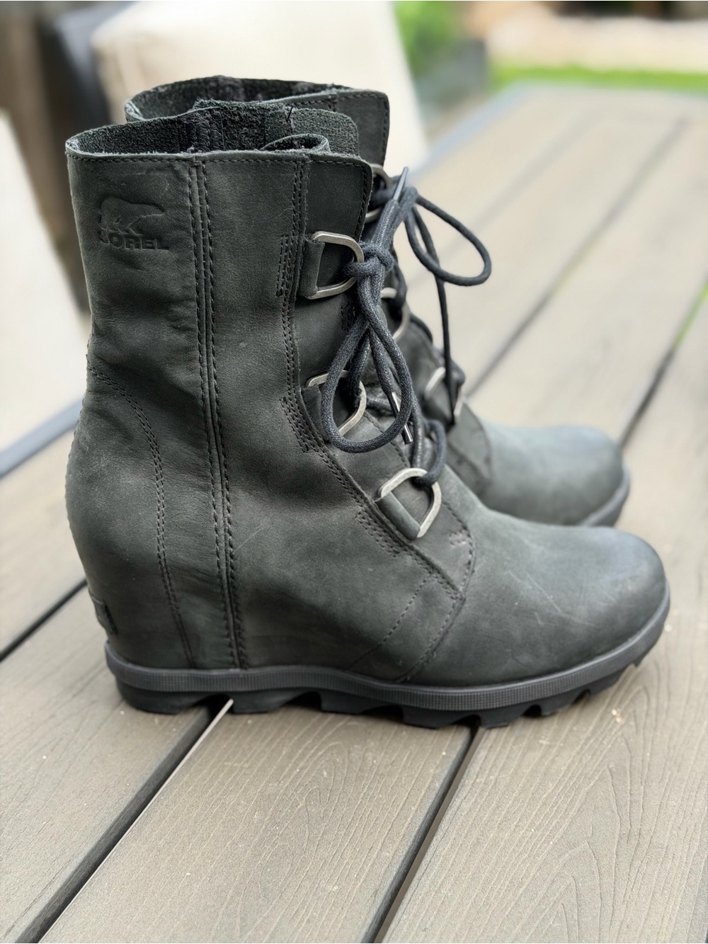 Sorel Women's Black Lace-Up Wedge Ankle Boots
